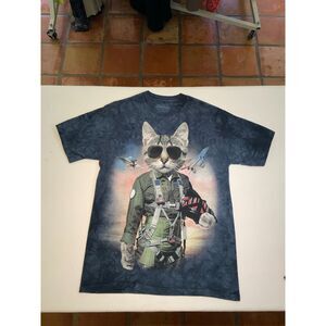 The Mountain Cat Pilot T-Shirt Mens Fighter Jet Aviator Tee